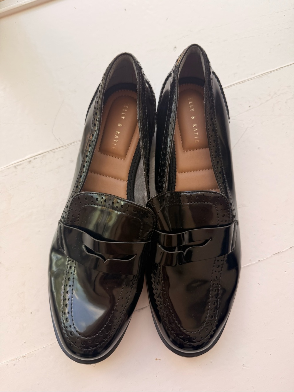 Lily & Katie Women's Black Patent Penny Loafers